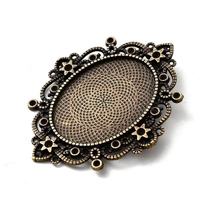 Tibetan Style Alloy Rhinestone & Oval Tray Cabochon Settings X-TIBEP-5436-AB-LF-1