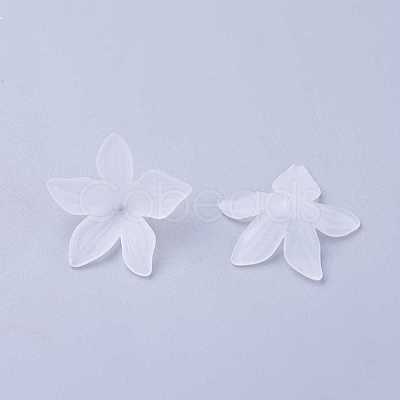 Clear Frosted Acrylic Flower Beads X-PL594-11-1