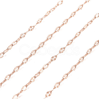 3.28 Feet Ion Plating(IP) 304 Stainless Steel Textured Dapped Chains X-CHS-D004-02RG-1