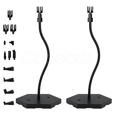 Adjustable Plastic Assembled Action Figure Display Holders with Hexagon Bases DIY-WH0043-157A-1