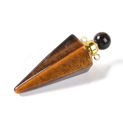 Natural Tiger Eye Faceted Cone Openable Perfume Bottle Big Pendants G-L524-18G-08-1