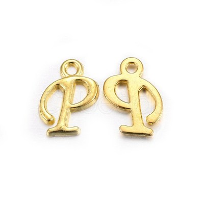 Golden Plated Alloy Letter Pendants X-PALLOY-J718-01G-P-1