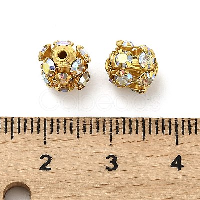 7mm Brass Rhinestone Beads X1-KK-S519-01B-01G-1