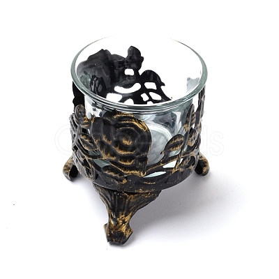Iron Hollow Rose Candle Holder DJEW-WH0033-04AB-1