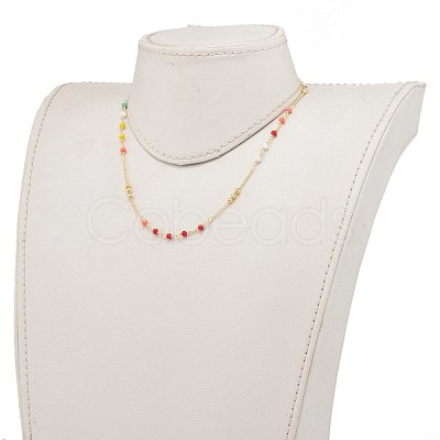 Faceted Glass Beaded Necklaces NJEW-JN03278-02-1