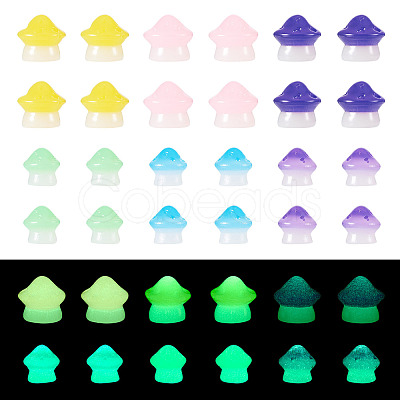 30Pcs 2 Styles Luminous Resin Mushroom Ornament RESI-TA0004-02A-1