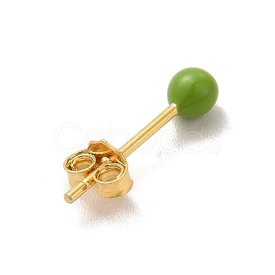 Enamel Round Ball Stud Earrings EJEW-C020-01G-08-1