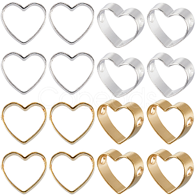60Pcs 2 Colors Brass Bead Frame KK-SC0004-57-1