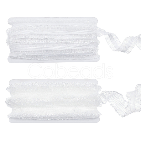 2 Cards 2 Styles Polycotton Pleated Elastic Lace Ribbon OCOR-FG0001-69A-1