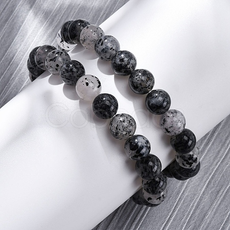 Natural Tourmaline Round Beaded Stretch Bracelets for Men Women BJEW-G743-01B-1