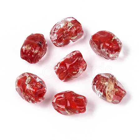 Handmade Gold & Silver Foil Glass Beads FOIL-N030-02G-1