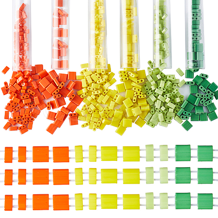 600Pcs 6 Style Opaque Colours 2-Hole Glass Seed Beads SEED-CN0001-17-1
