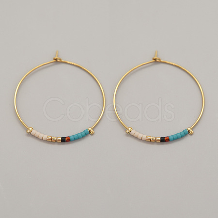 Bohemian Handmade Glass Seed Beads Hoop Earrings AM1646-6-1
