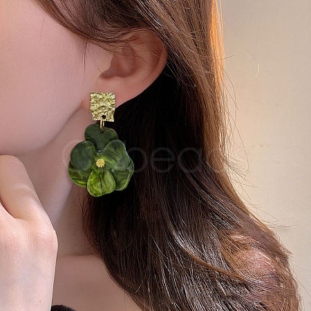 Flower Zinc Alloy Acrylic Dangle Stud Earrings FS-WG5AD05-01-1