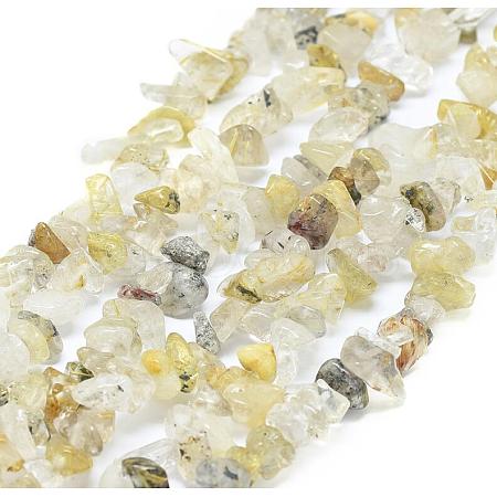 Natural Gold Rutilated Quartz Chip Bead Strands X-G-M205-18-1