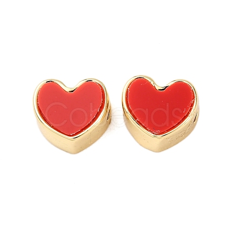 Heart Brass Resin Beads KK-K408-56G-1