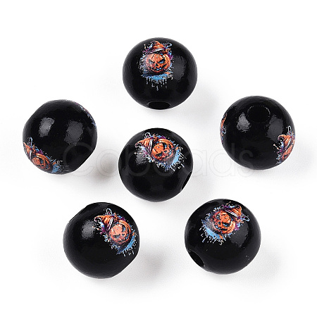 Halloween Theme Wood European Beads WOOD-N016-04F-1