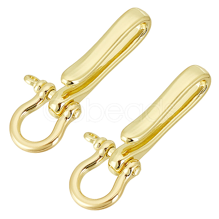 2Pcs Brass Shackle Clasps with Brass S Hook Clasps KK-PH0010-57LG-1