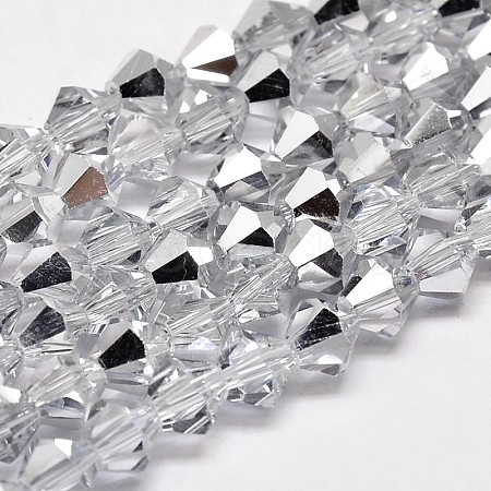 Imitate Austrian Crystal Electroplate Bicone Glass Faceted Bead Strands X-GLAA-F029-4x4mm-B01-1