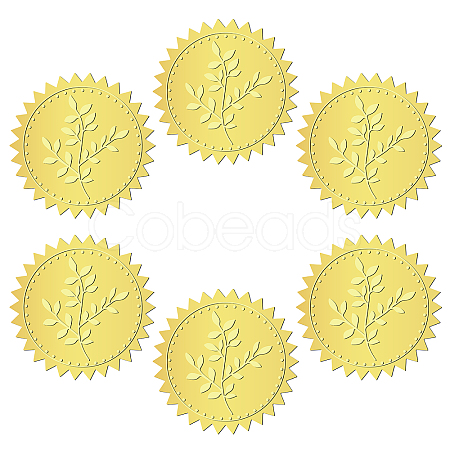 12 Sheets Self Adhesive Gold Foil Embossed Stickers DIY-WH0451-018-1