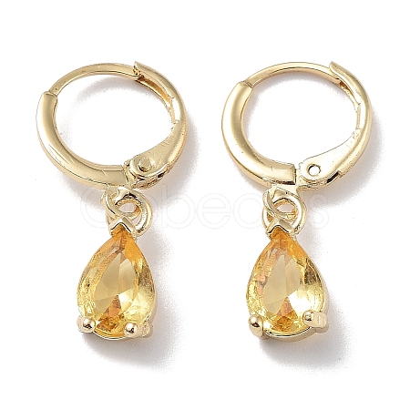 Golden Brass Dangle Hoop Earrings EJEW-L269-045G-04-1