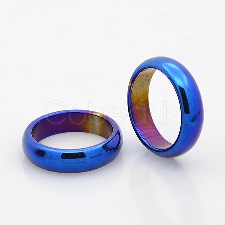 Electroplate Non-Magnetic Synthetic Hematite Wide Band Rings RJEW-J006A-01-1