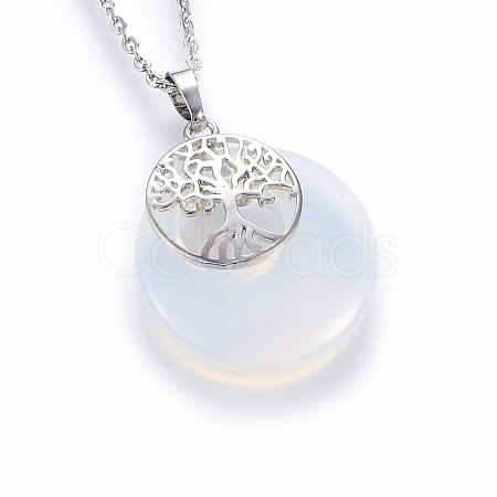 Opalite Flat Round Pendants G-I357-A10-1