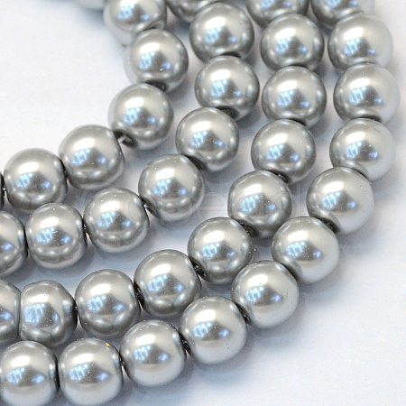 Baking Paint Pearlized Glass Pearl Round Bead Strands X-HY-Q003-4mm-34-1