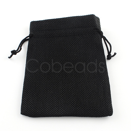 Polyester Imitation Burlap Packing Pouches Drawstring Bags X-ABAG-R005-9x7-09-1