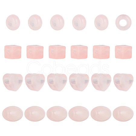 24Pcs 4 Styles Natural Rose Quartz European Beads G-AR0005-34-1