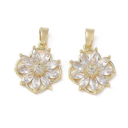 Brass Micro Pave Clear Cubic Zirconia Pendants KK-A299-15G-1