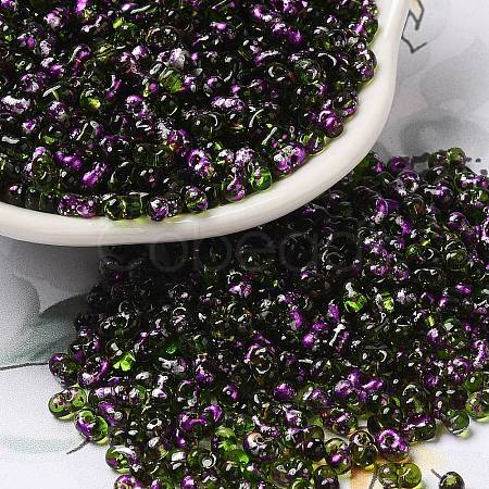 Spray Painted Glass Seed Beads SEED-F005-07A-04-1