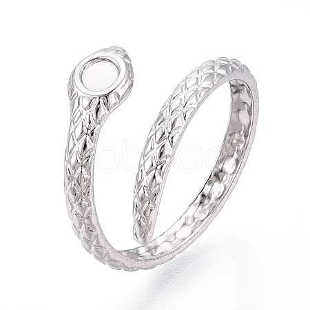 304 Stainless Steel Cuff Rings Components STAS-N113-06P-1