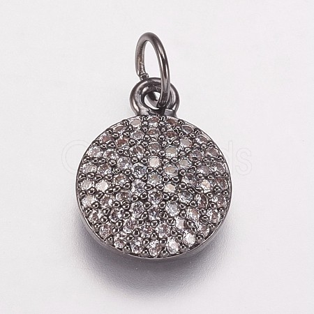 Brass Cubic Zirconia Charms KK-P134-25B-1