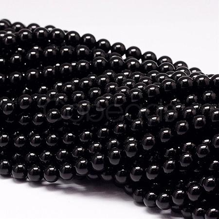 Natural Black Tourmaline Beads Strands G-P132-16-10mm-1