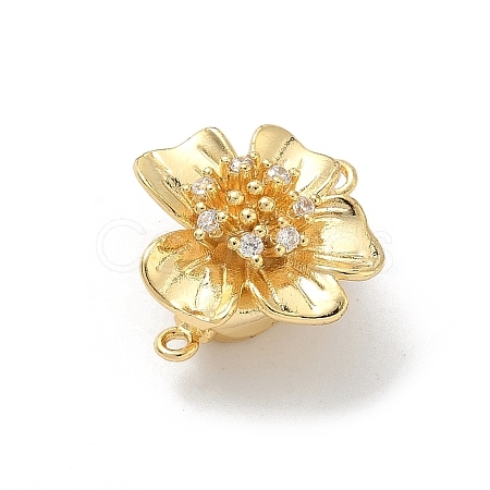 Flower Brass Micro Pave Clear Cubic Zirconia Box Clasps KK-H537-23A-G-1