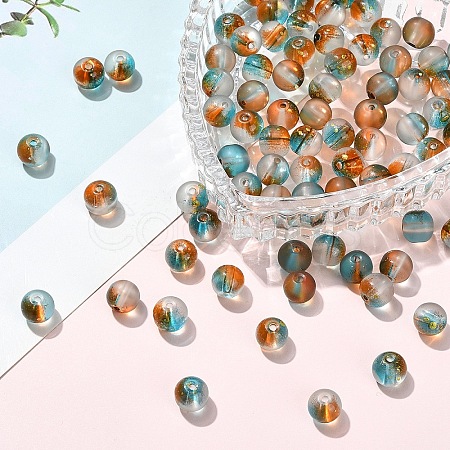 100Pcs Frosted Baking Paint Glass Beads DGLA-YW0001-36J-1
