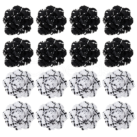 16Pcs 2 Colors Nylon Flower Ornament Accesories DIY-FH0007-90-1