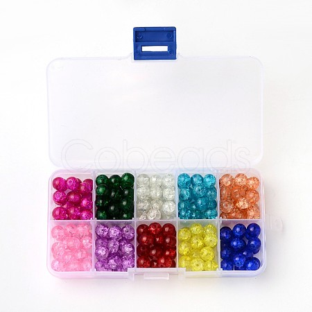 Spray Painted Transparent Crackle Glass Beads Strands CCG-X0002-B-1