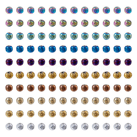 250Pcs 10 Colors Electroplated Natural Lava Rock Beads Strands G-PJ0001-03A-1