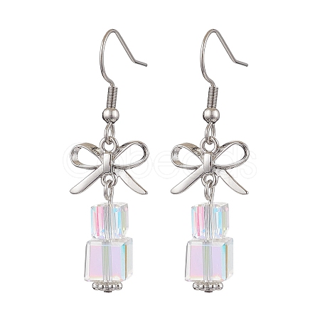 Brass with Glass Dangle Earrings for Women EJEW-TA00550-1