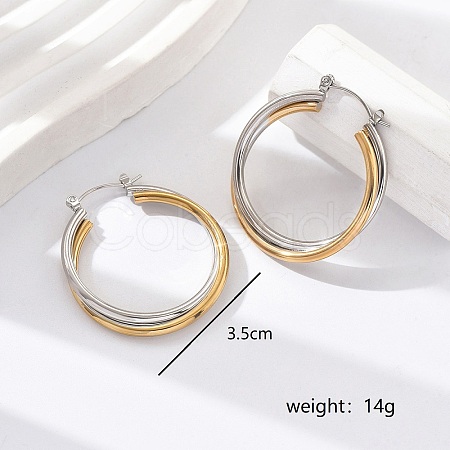 Fashionable Layered Circle 201 Stainless Steel Hoop Earrings ZB6353-2-1