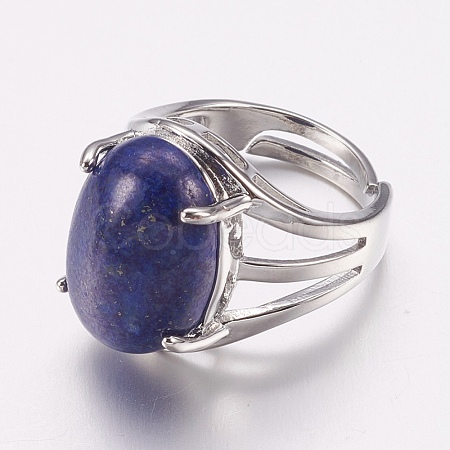 Natural Dyed Lapis Lazuli Wide Band Finger Rings RJEW-K224-A15-1