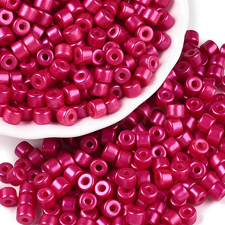 Baking Paint Pearlized Glass Seed Beads SEED-T008-03O-1