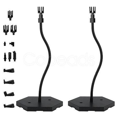 Adjustable Plastic Assembled Action Figure Display Holders with Hexagon Bases DIY-WH0043-157A-1