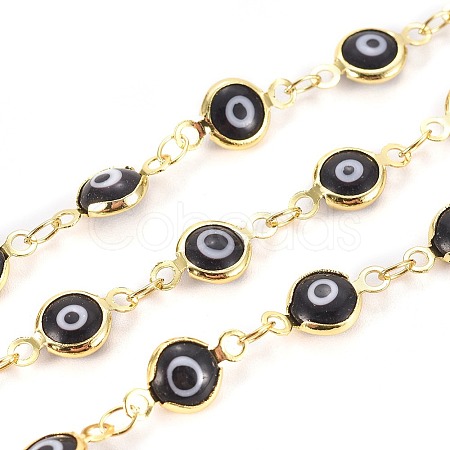 Handmade Evil Eye Lampwork Link Chains CHC-F009-01B-G01-1