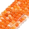 Natural Striped Agate/Banded Agate Beads Strands, Dyed, Round, Dark Orange, 6mm, Hole: 0.8mm, about 32pcs/strand, 7.60''(19.3cm)