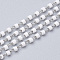 TOHO Japan Import Seed Beads, Handmade Glass Beaded Chains, Soldered, with Spool, with Stainless Steel Findings, Column, Stainless Steel Color, Creamy White, 2mm, about 26.24 Feet(8m)/strand