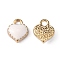 Alloy Enamel Charms, Cadmium Free & Lead Free, Heart, Light Gold, White, 8x7.5x2.5mm, Hole: 1.5mm