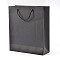 Rectangle Kraft Paper Bags, Gift Bags, Shopping Bags, with Nylon Cord Handles, Black, 20x15x6cm